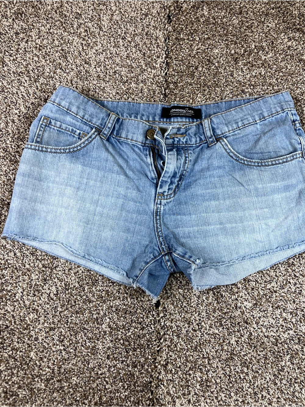 LONDONJEAN Light Blue Washed Denim Cutoff Shorts